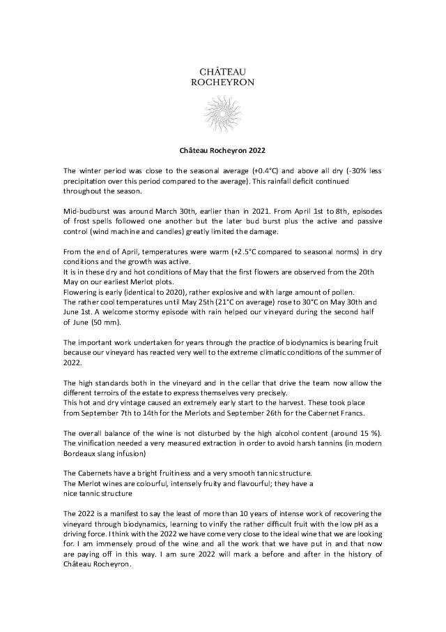 Château Rocheyron 2022 En Primeur