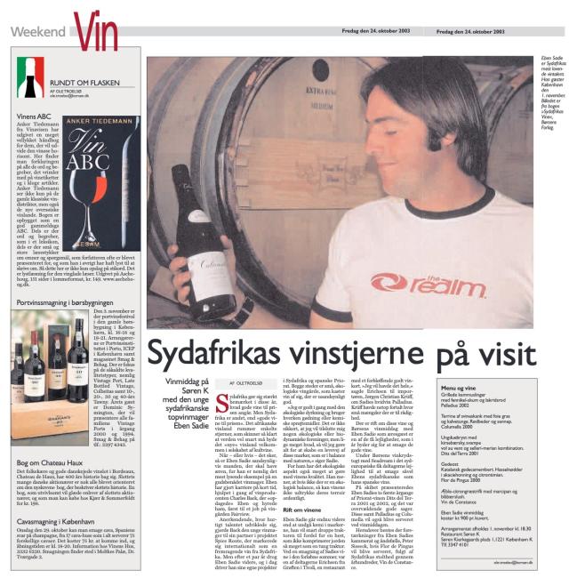 Eben Sadie - Sydafrikas vinstjerne