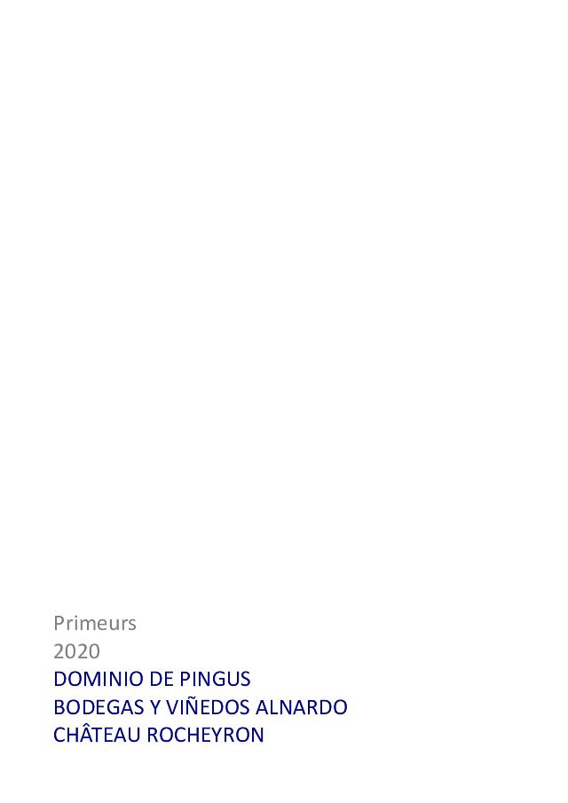 Dominio de Pingus 2020 En Primeur