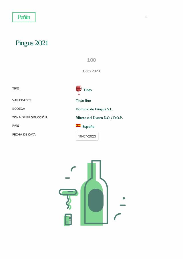 Rating of Dominio de Pingus 2021