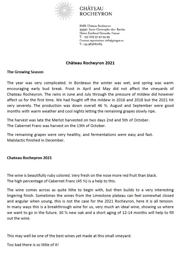 Château Rocheyron 2021 En Primeur