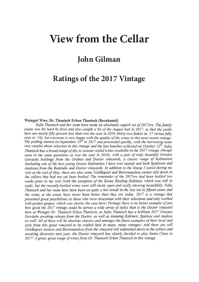 Thanisch ratings of 2017