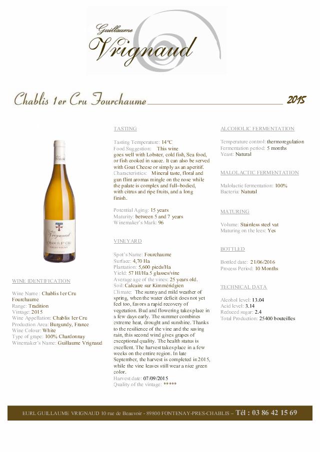  Chablis 1. Cru Fourchaume 2015