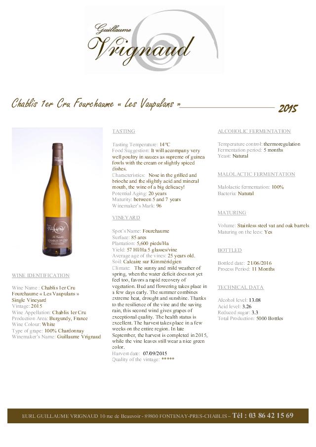 Chablis 1. Cru Fourchaume 'Les Vaupulans' 2015