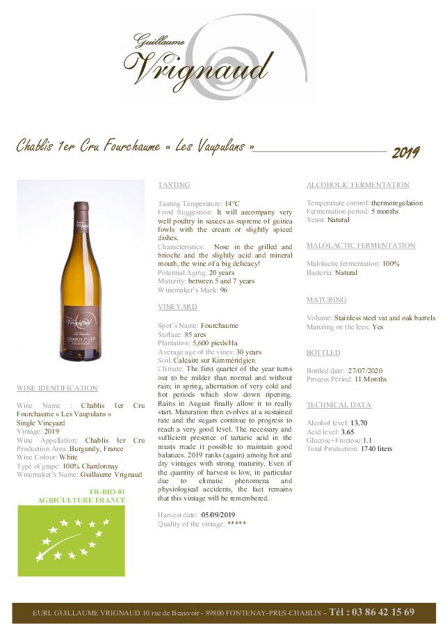 Chablis 1. Cru Fourchaume 'Les Vaupulans' 2019